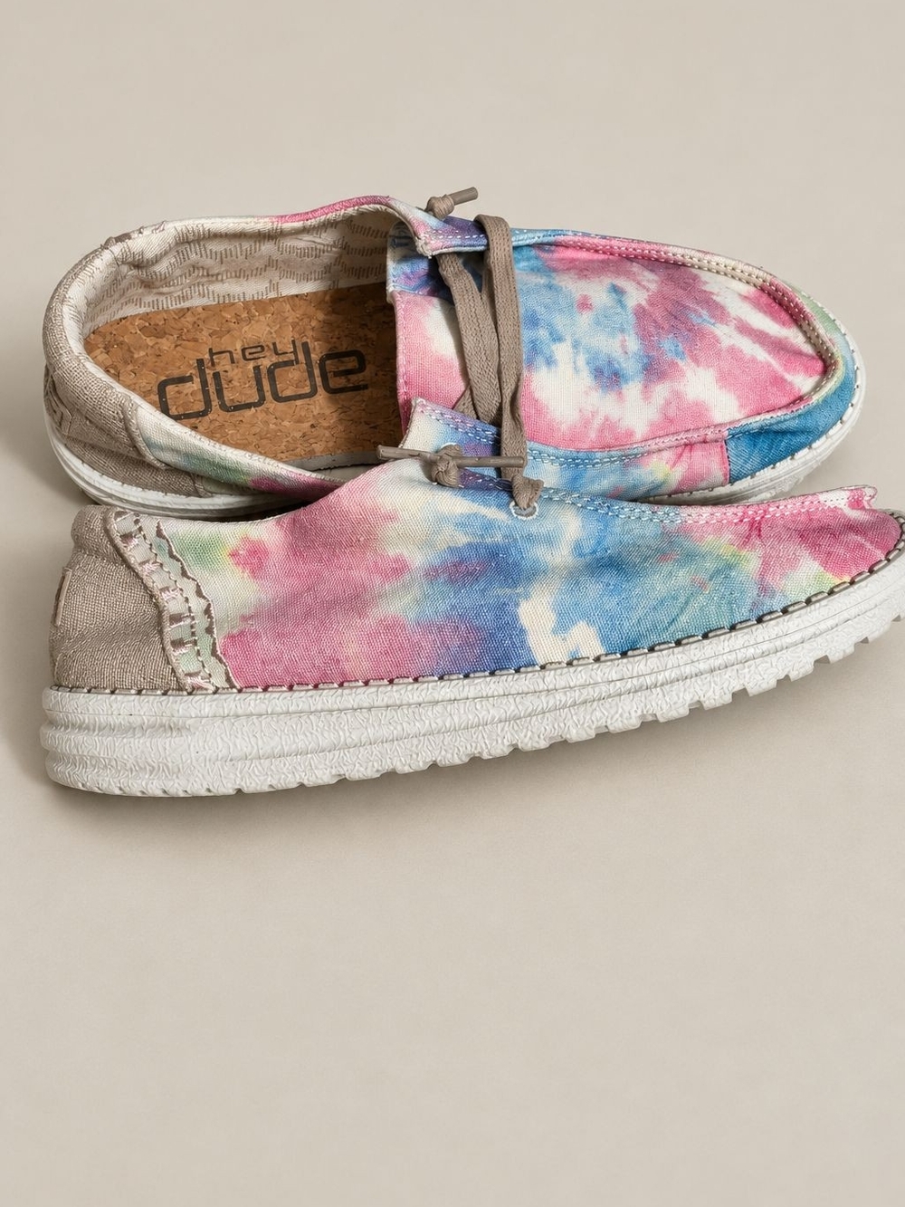 Hey Dude Wendys Women Sz 8 Tie-Dye Slip-On Shoes in Pink & Blue-NWOT